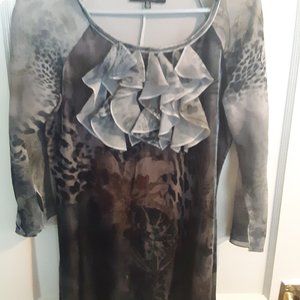 B,L,U,E long top(or short dress) velveteen material